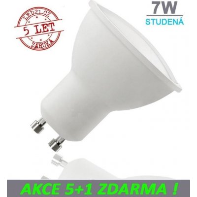 LED21 LED žárovka 7W GU10 500lm Studená bílá, 5+1 – Zboží Mobilmania