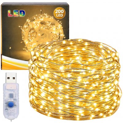 Jipos Tools Vánoční světelný řetěz na drátku 200 LED 6m R2747 – Hledejceny.cz