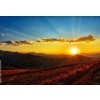 Tapety WEBLUX Fototapeta plátno Beautiful sun set with sweet clouds between mountains - 569569643 174 x 120 cm