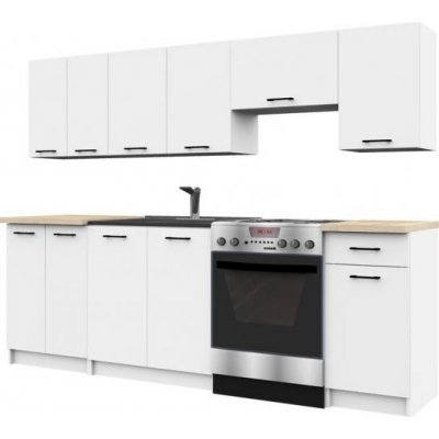 DobreSny Kuchyňská sestava Olivia 2,4 m Bílá / Dub Sonoma – Zboží Dáma