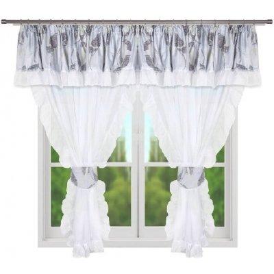 Fliying Hotová záclona L215 bílá/šedá 400x160 cm – Hledejceny.cz