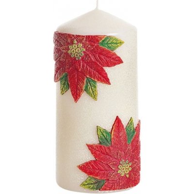 Bartek Candles CHRISTMAS FLOWER béžová a červená 6 x 13 cm – Zboží Mobilmania