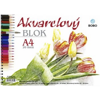 Bobo sešit Akvarelový blok A4 čistý 20 listů