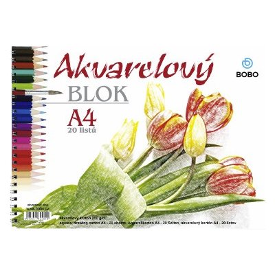 Bobo sešit Akvarelový blok A4 čistý 20 listů – Zboží Dáma