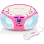 Přenosné FM rádio CD MP3 USB Mikrofon a světelné efekty Růžová barva Lenco SCD 650PK – Hledejceny.cz