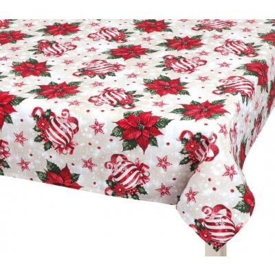 Bellatex Ubrus VÁNOCE Vánoční ozdoby Červená Zelená Bílá 100x100 cm – Sleviste.cz