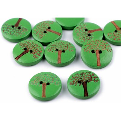 Výprodej - Dřevěný dekorační knoflík strom života - zelená 10ks Varianta: 2 zelená lakované, Balení: 10 ks – Hledejceny.cz
