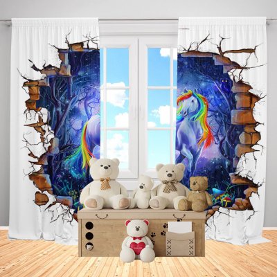 IMPAR Závěsy Fantasy jednorožec (Rozměr : 140x250, Materiál: Interlock) – Zboží Mobilmania