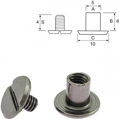 Pro Háčkování Nýt šroubovací 6 mm, Ø 5 mm černý nikl Počet: 1 ks – Zboží Mobilmania