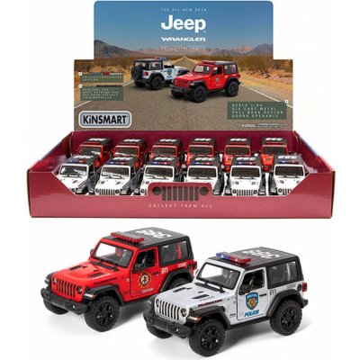 Kinsmart Teddies Jeep Wrangler Policie 2018 kov/plast 12cm 2 barvy na zpětné nat. 12ks v boxu – Zboží Mobilmania