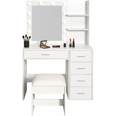 Aga toaletní stolek se zrcadlem a osvětlením matný bílý MRDT22 – Zboží Mobilmania