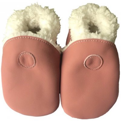 Hopi Hop Barefoot kožené capáčky zimní růžové – Zboží Dáma