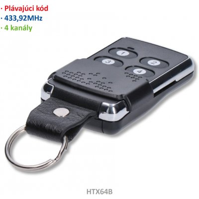 Kovoinox T6405 - 4-kanálový vysílač s posuvnou krytkou, plovoucí kód, černý – Zboží Mobilmania