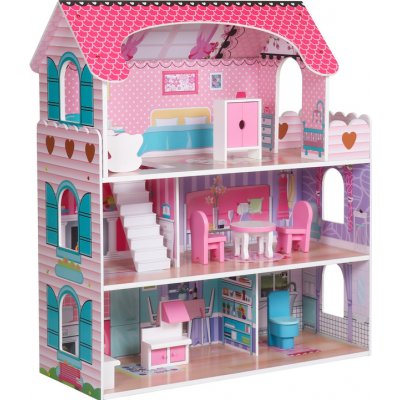 LEAN Toys Domeček pro panenky Dřevěný nábytek Villa Bianca 70 cm