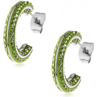 Šperky eshop kruhové ocelové malé zirkony lesklé linie barvy AA01.03 zelené – Zboží Mobilmania