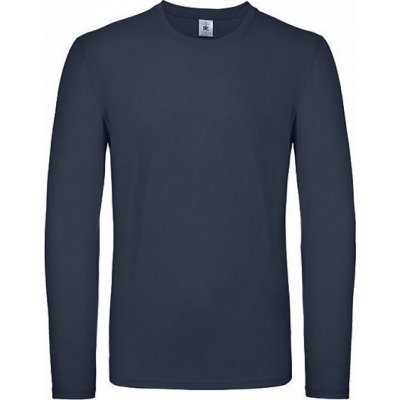 B&C Středně teplé tričko BC s dlouhým rukávem modrá námořní