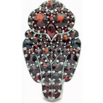 Granát Turnov stříbrná brož sova český granát přírodní 6570373 – Zboží Dáma