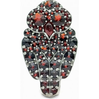 Granát Turnov stříbrná brož sova český granát přírodní 6570373 – Zboží Dáma