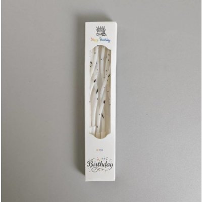 Dortisimo Svíčky spirálové bílé s černým zdobením – Sleviste.cz