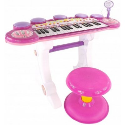 DR Klavír pro děti s mikrofonem a taburetkou