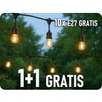 ORNO LED řetězové svítidlo 10m+10x žárovka E27 1W, 80ml, černá [LG-3/10M/E27/3] – Zbozi.Blesk.cz