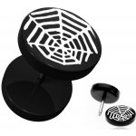 Šperky eshop černý kruhový fake plug do ucha akrylový pavoučí síť PC30.24 – Zboží Dáma