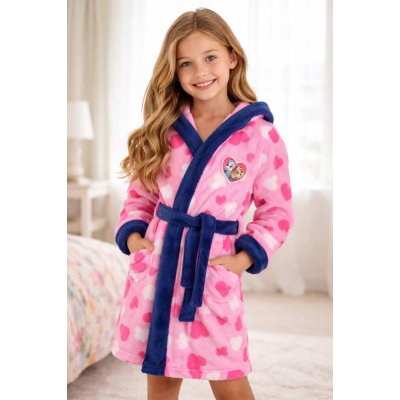 The Cookie Company BV Dívčí župan Tlapková Patrola růžový se srdíčky Růžová – Sleviste.cz