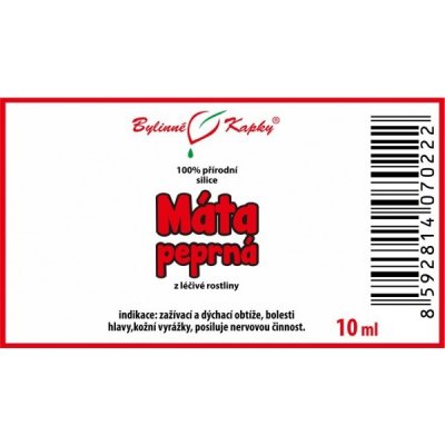 Bylinné kapky MÁTA PEPRNÁ 100% přírodní silice 10 ml – Hledejceny.cz