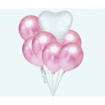 Balónky chromové světle růžové a bílé srdíčko set – Zboží Dáma