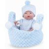 Panenka Marina & Pau Realistické miminko chlapeček Venoušek v modrém košíku