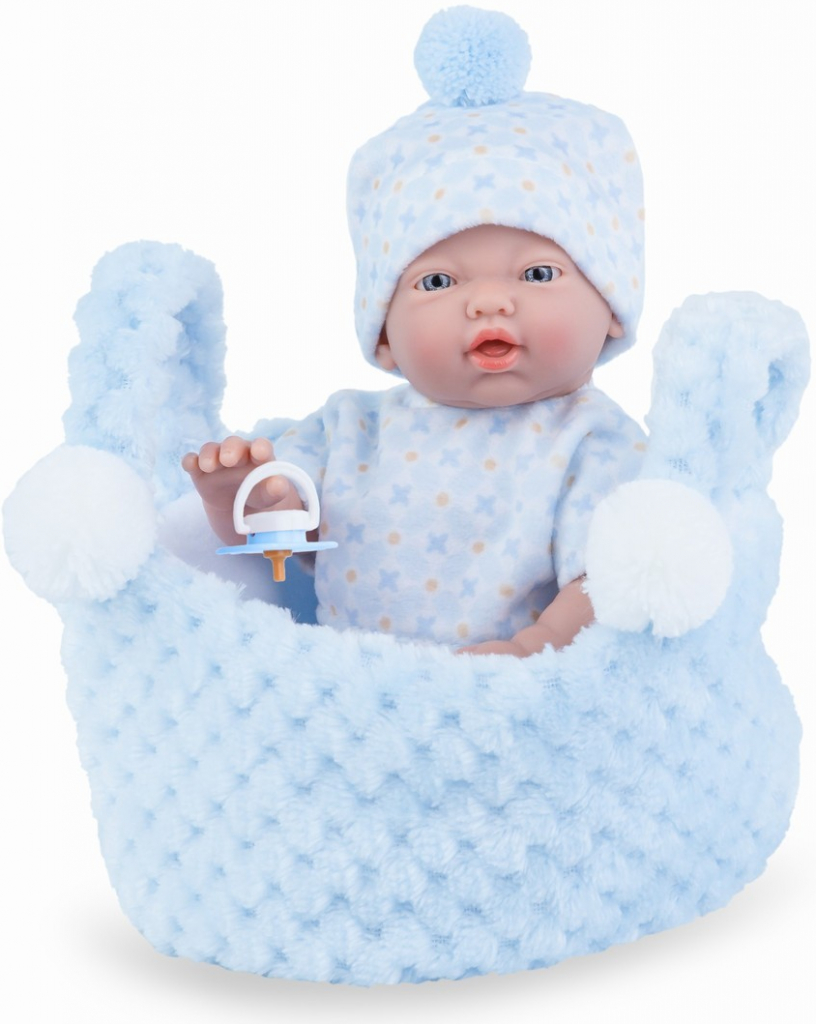 Marina & Pau Realistické miminko chlapeček Venoušek v modrém košíku