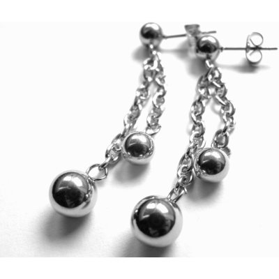 Steel Jewelry náušnice dlouhé kuličky z chirurgické oceli NS500425