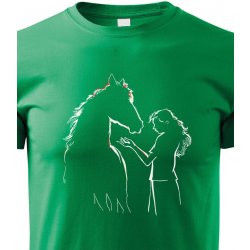 dětské tričko Dívka a kůň, zelená