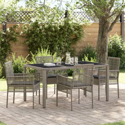 OMAXI 890931 Zahradní jídelní souprava 5 pcs Šedá Poly ratan – Hledejceny.cz