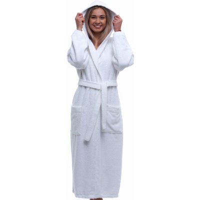 Bílý dámský župan froté s kapucí 1ZF3070 bílá – Sleviste.cz