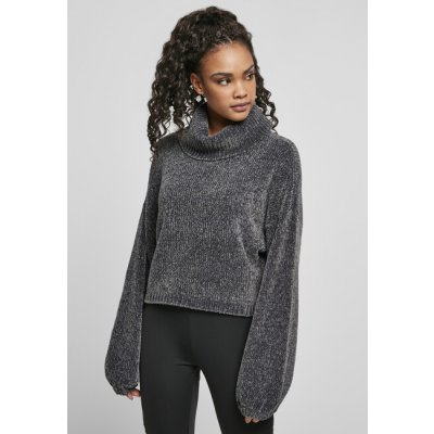 Urban Classics Ladies Short Chenille Turtleneck sweater asphalt