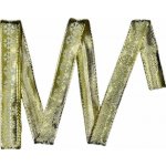 Vánoční stuha zlatá WHITE SNOWFLAKES GOLD lesklá 15mm x 2m (5,- Kč/m) – Sleviste.cz