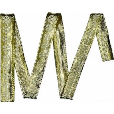 Vánoční stuha zlatá WHITE SNOWFLAKES GOLD lesklá 15mm x 2m (5,- Kč/m) – Sleviste.cz