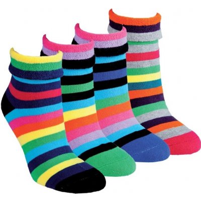 RS dámské teplé pruhované ohrnovací froté ponožky mix barev – Zboží Mobilmania