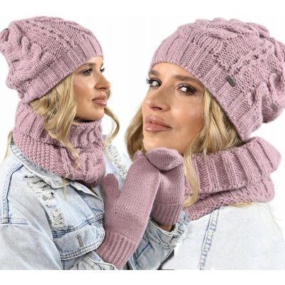 Fashionweek dámská souprava čepice šály a rukavic A9 Růžová – Hledejceny.cz