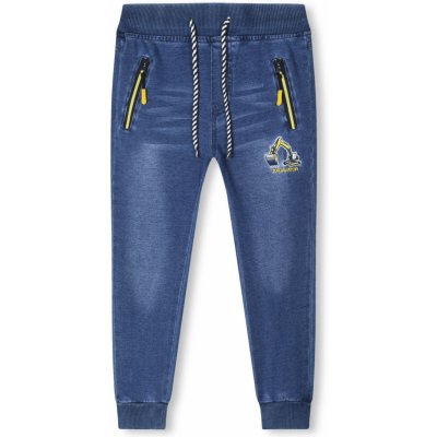 Kugo FK0279 Chlapecké riflové kalhoty modrá žlutá aplikace modrá – Zboží Dáma