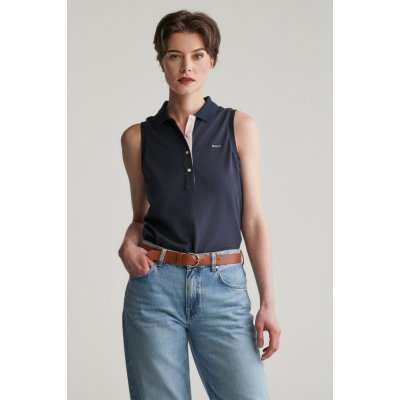 Gant CONTRAST COLLAR SLEEVELESS PIQUE EVENING BLUE – Hledejceny.cz