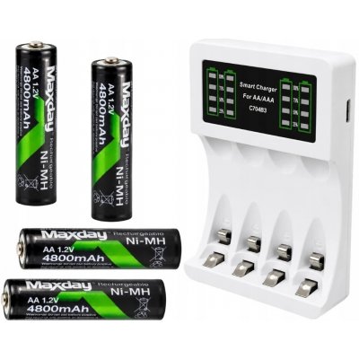 Verk 02049 USB‑C pro AA/AAA baterie, LED + 4x baterie AA – Zbozi.Blesk.cz