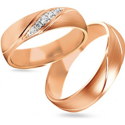 iZlato Forever Snubní prstýnky s diamanty z růžového zlata STOBR284R