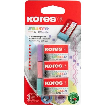KORES KE30 40 x 21 x 10 mm, barevný mix pastel - balení 3 ks – Zboží Dáma