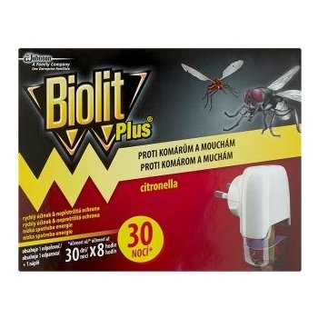 Biolit Plus elektrický odpařovač s vůní citronelly proti komárům a mouchám 30 nocí 31 ml