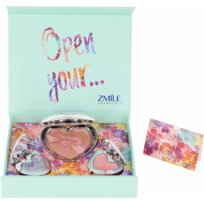 ZMILE COSMETICS Sweethearts Pastel Love sada tvářenka 6,3 g + oční stín 2,3 g + krémový lesk na rty 1,1 g