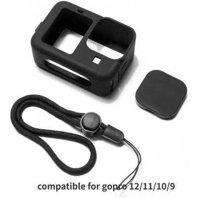 ROLLIN SILIKONOVÝ KRYT S KRYTKOU a POUTKEM PRO GoPro HERO 9 / 10 / 11 / 12 / 13 - ČERNÝ GO_7166 – Zboží Mobilmania