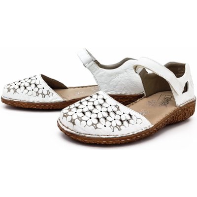 Rieker Dámské kožené sandále M0965 bílé – Zboží Mobilmania