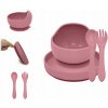 Jídelní souprava PETITE&MARS Set jídelní silikonový TAKE&MATCH Dusty Pink 6m+ 3 ks